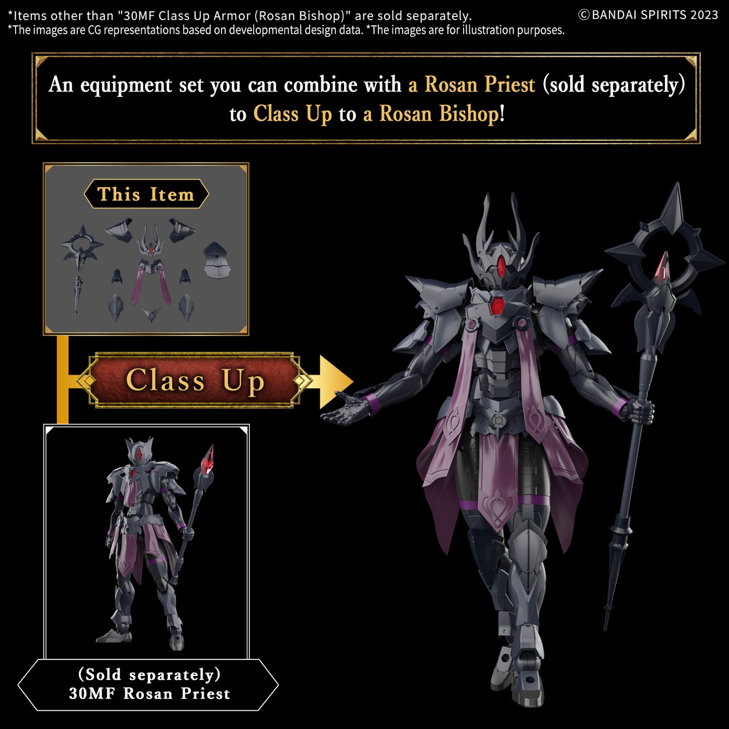 2745408 5068341 Bandai 30 Minutes Fantasy 30MF Class Up Armor (Rosan Bishop) Model Kit 4573102683410