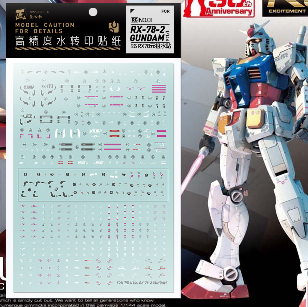 Artisan's Club RG RX782 Gundam Water Slide Decal Gunpla Style