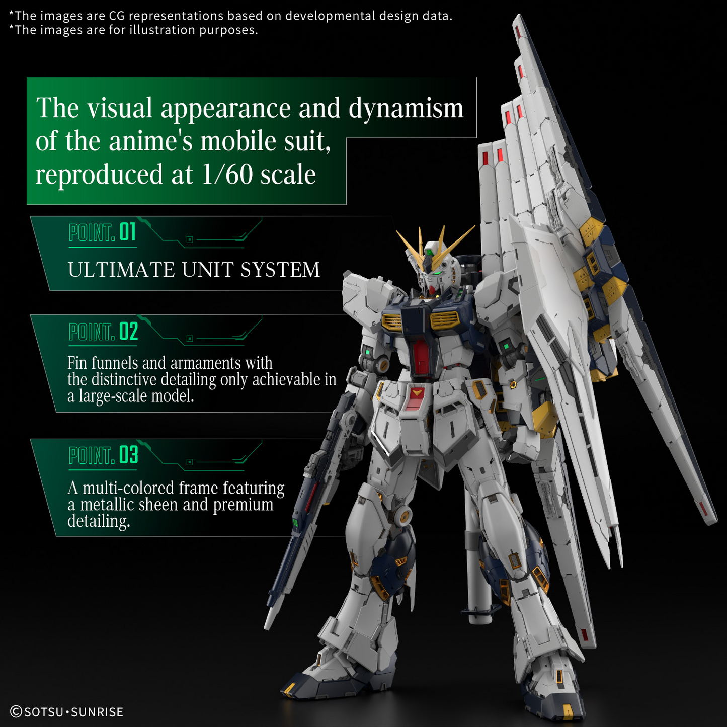 2773843 5069191 Bandai PG Unleashed 1/60 RX-93 Nu Gundam Model Kit 4573102691910