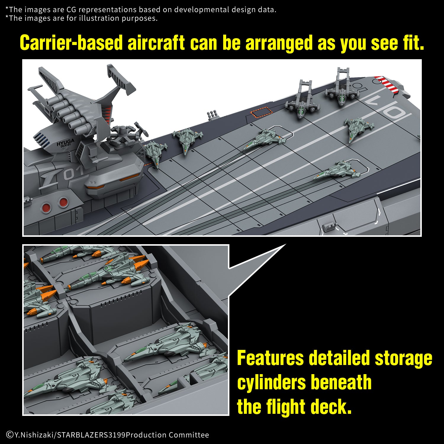 2809301 5068695 Bandai Star Blazers 1/1000 EFCF Hyuga Class Battlecarrier DCV-01 Hyuga Model Kit 4573102686954