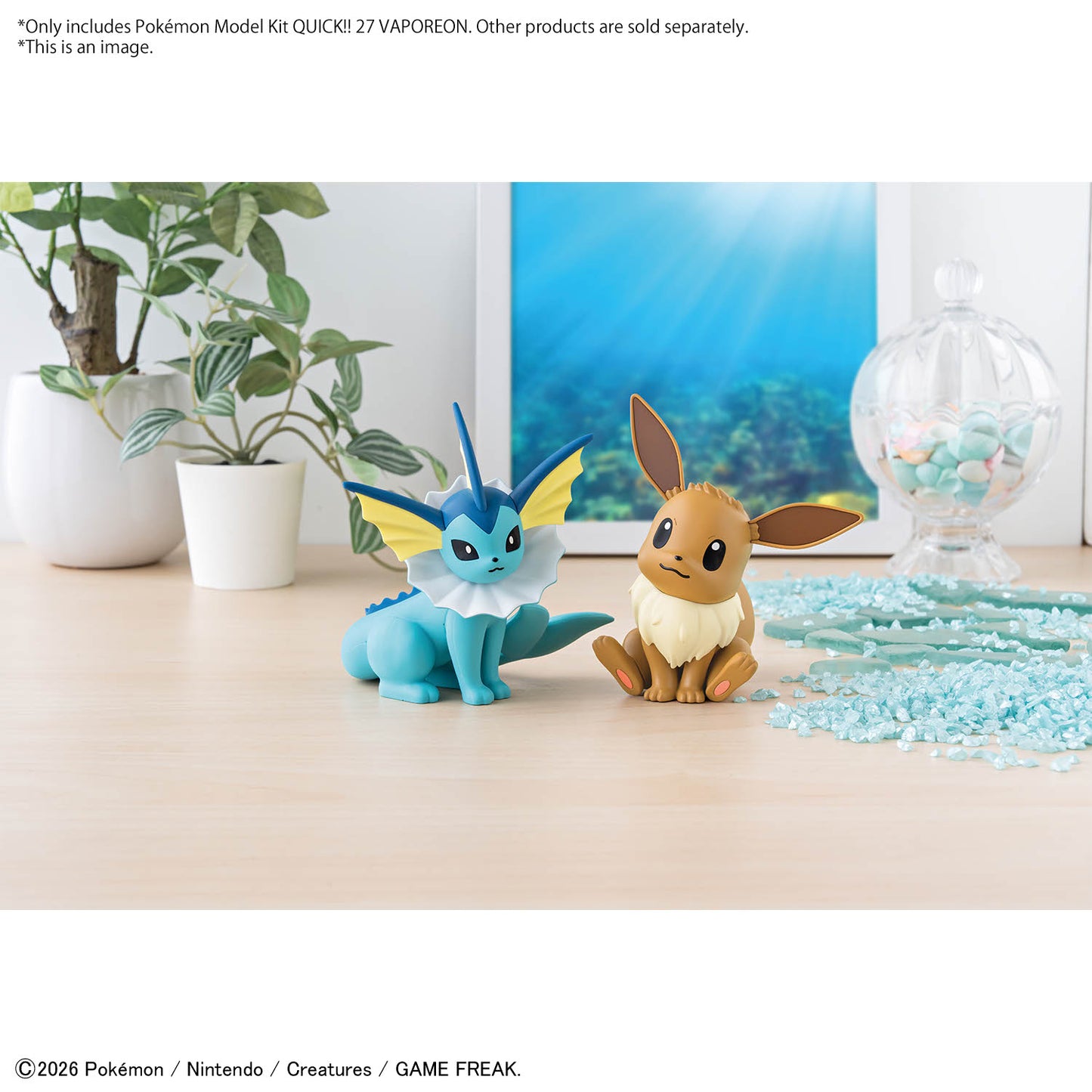 2857776 5073589 Bandai Pokemon Plamo Collection Quick!! 27 Vaporeon Model Kit 4573102735898