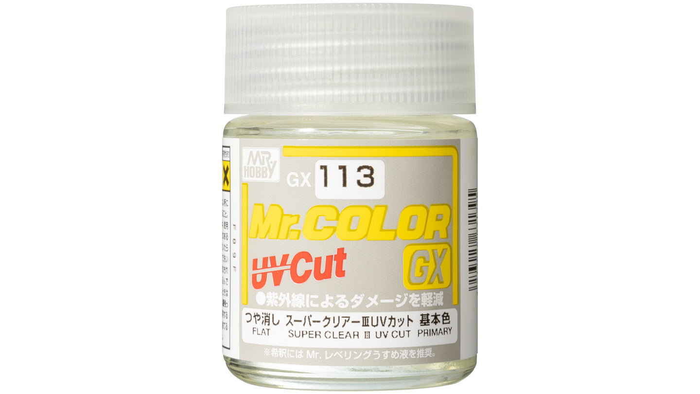 GNZ-GX113 Mr. Hobby GSI GX113 Mr. Color GX Super Clear III UV Cut Flat 18ML 4973028631395
