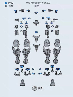 Dot Studio MG 1/100 Freedom Gundam 2.0/Justice/Providence Frame Replacement Metal Parts  (ETA Oct 2021)